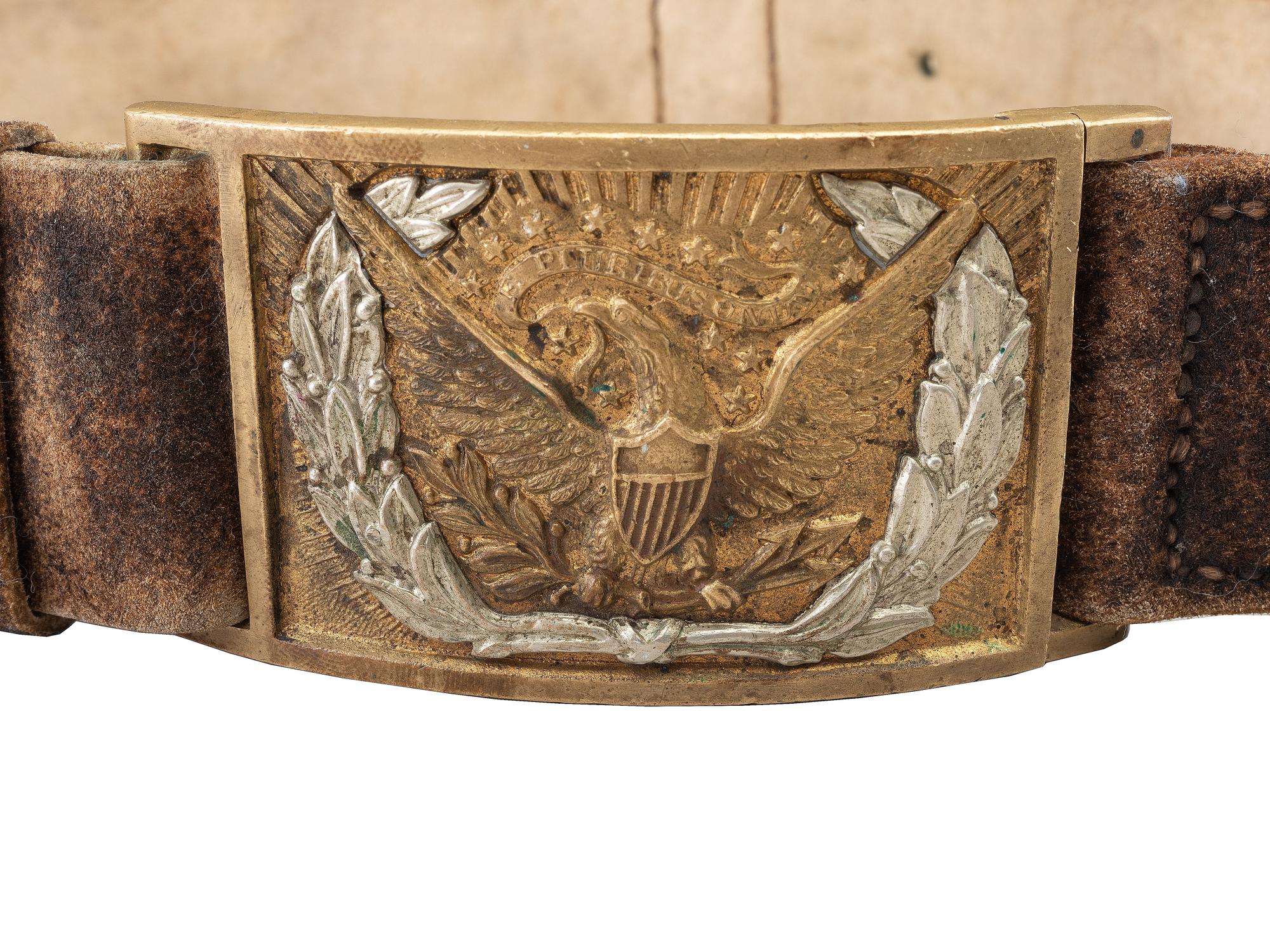 [CIVIL WAR]. US Model 1851 enlisted cavalryman’s sword belt equipped with a Model 1851 enlisted sword belt plate.