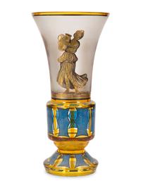 A Continental Polychromed and Gilt Decorated Glass Vase