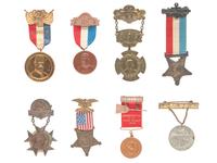 [CIVIL WAR]. 21 GAR ribbons and badges representing various regiments, incl. 146 NY Vols.