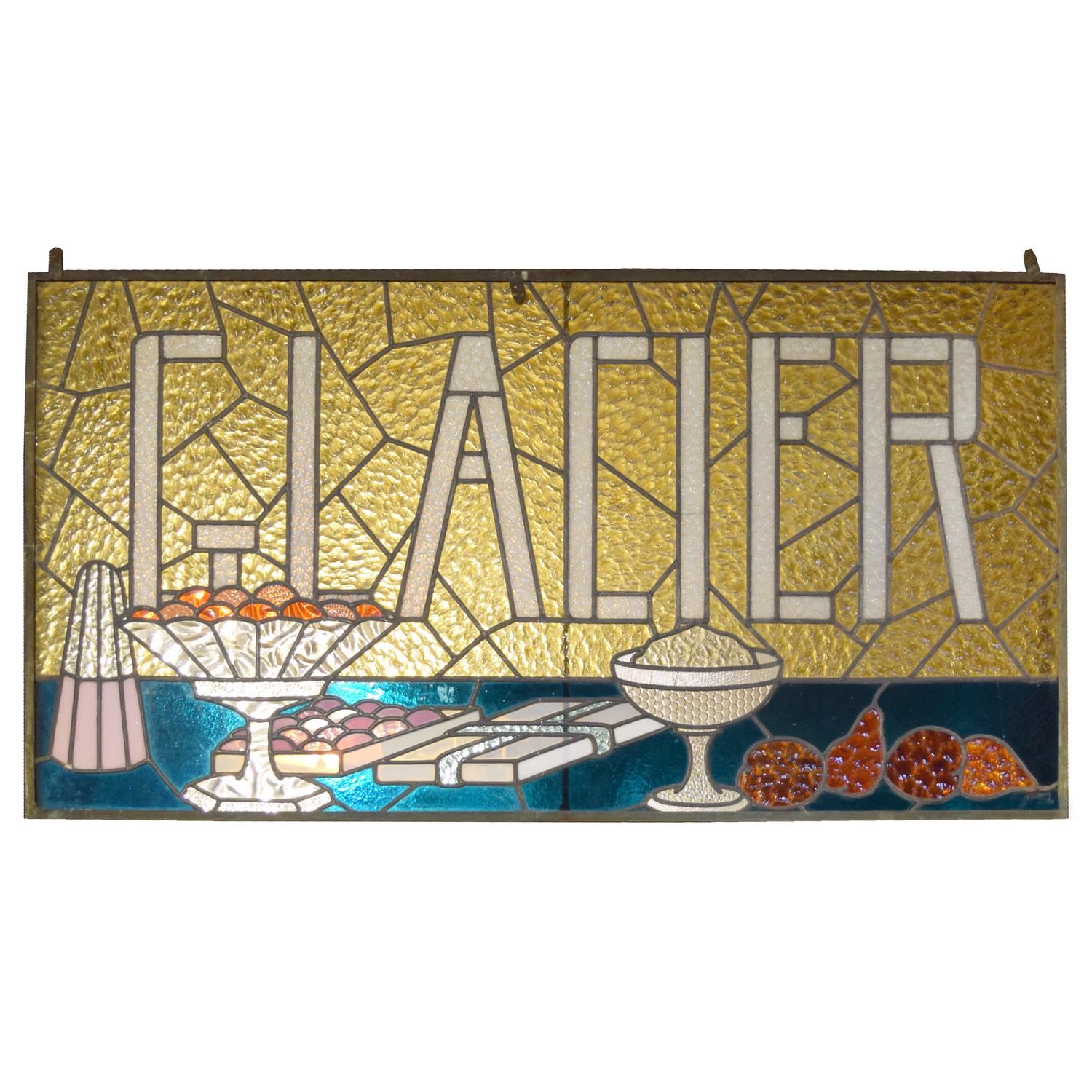 A "Glacier" Stained Glass Window 59" W x .5" D x31.5" H — France, 20th Century