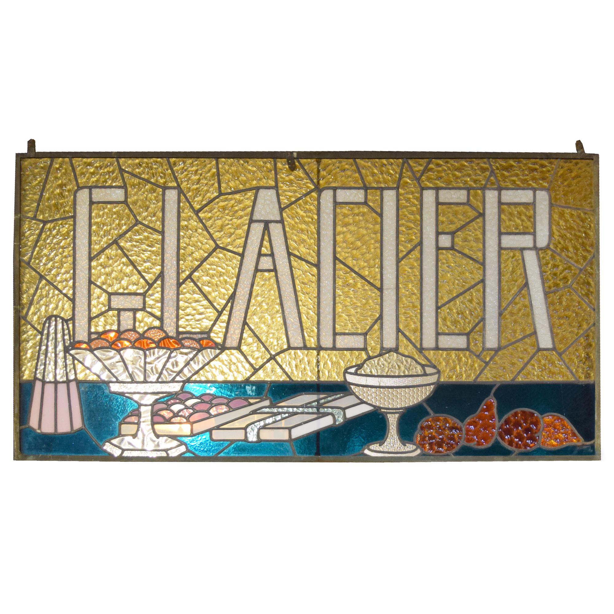 A "Glacier" Stained Glass Window 59" W x .5" D x31.5" H — France, 20th Century