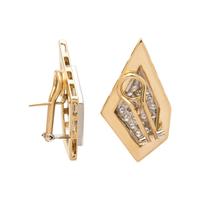 YELLOW GOLD AND DIAMOND EARCLIPS