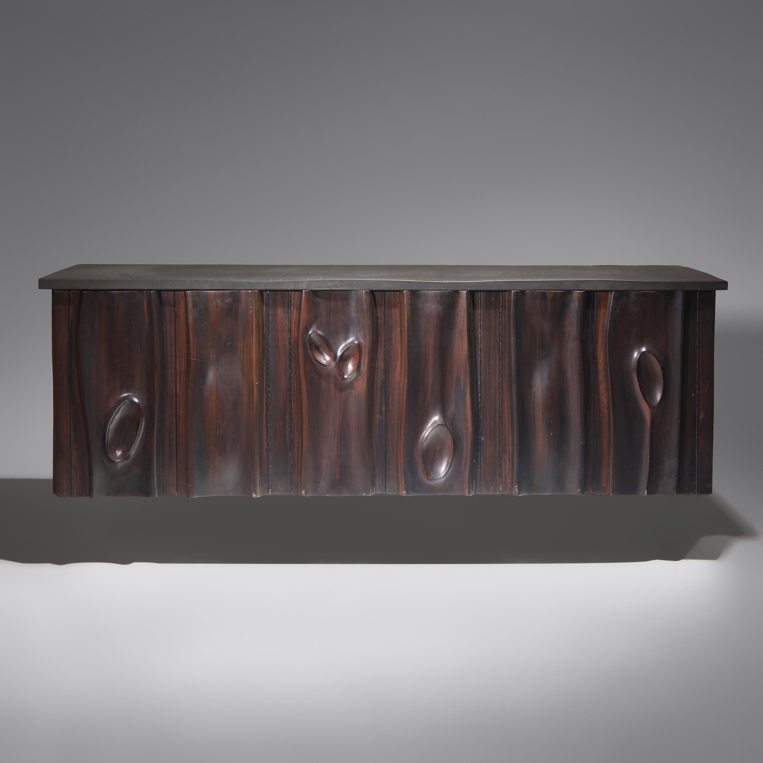 Phillip Lloyd Powell (American, 1919–2008) — Wall-Mounted Cabinet with Slate Top, c. 1970