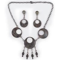 Silver and Turquoise Channel Inlay Necklace and Post Earring Set