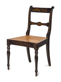 A Set of Five Regency Painted Cane Seat Dining Chairs