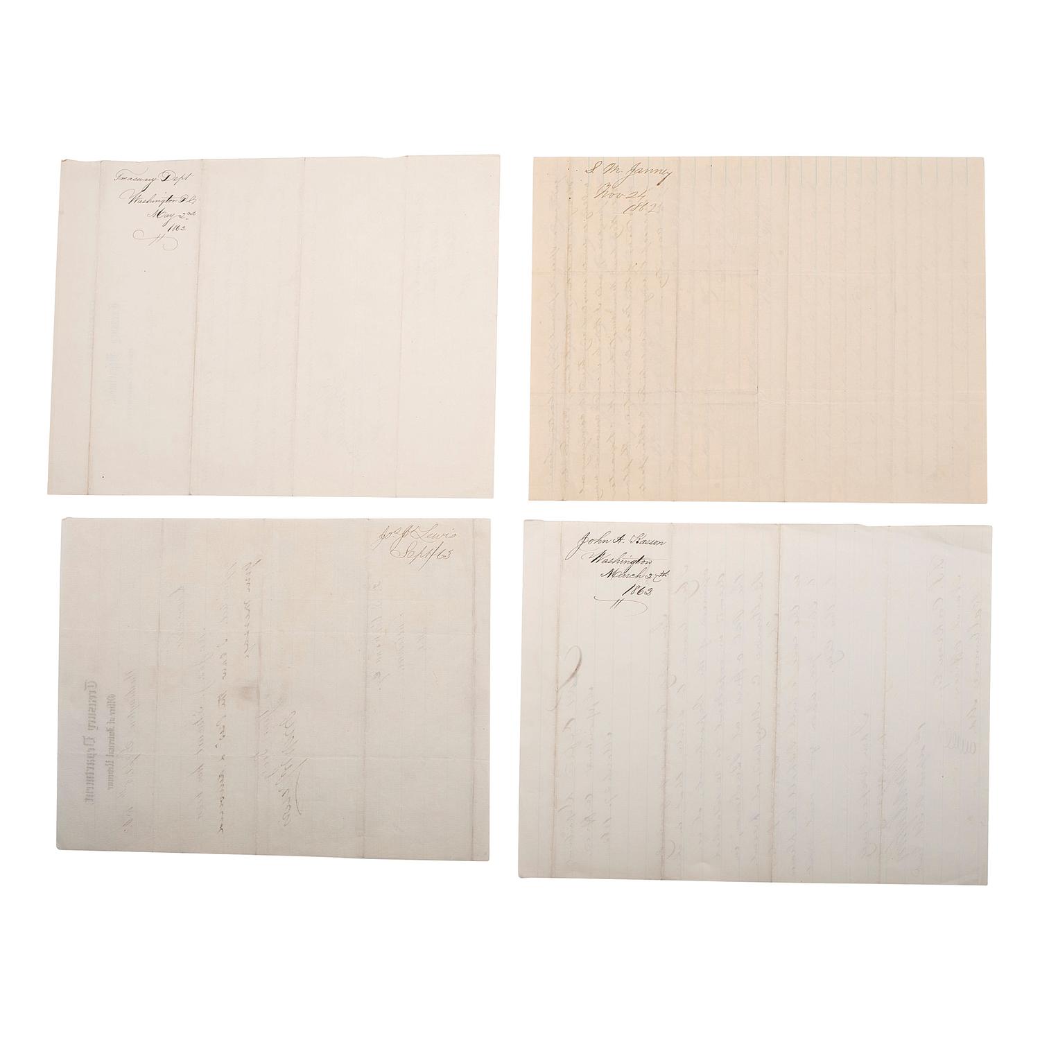 BLAIR, Montgomery (1813-1883) and CORKRAN, Francis S. (1816-1886). A group of 7 documents related to Montgomery Blair, Francis Corkran, and political patronage during the Lincoln Administration, comprising: