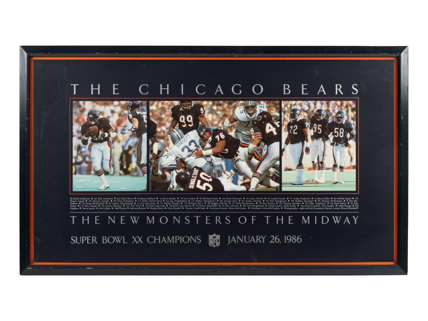 A Group of Five Photographs and Presentations Depicting the Chicago Bears at Super Bowl XX Formerly Displayed at Mike Ditka’s Restaurant