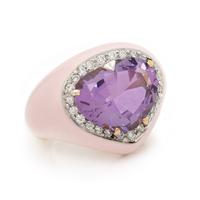 Amethyst, Diamond, and Enamel Ring