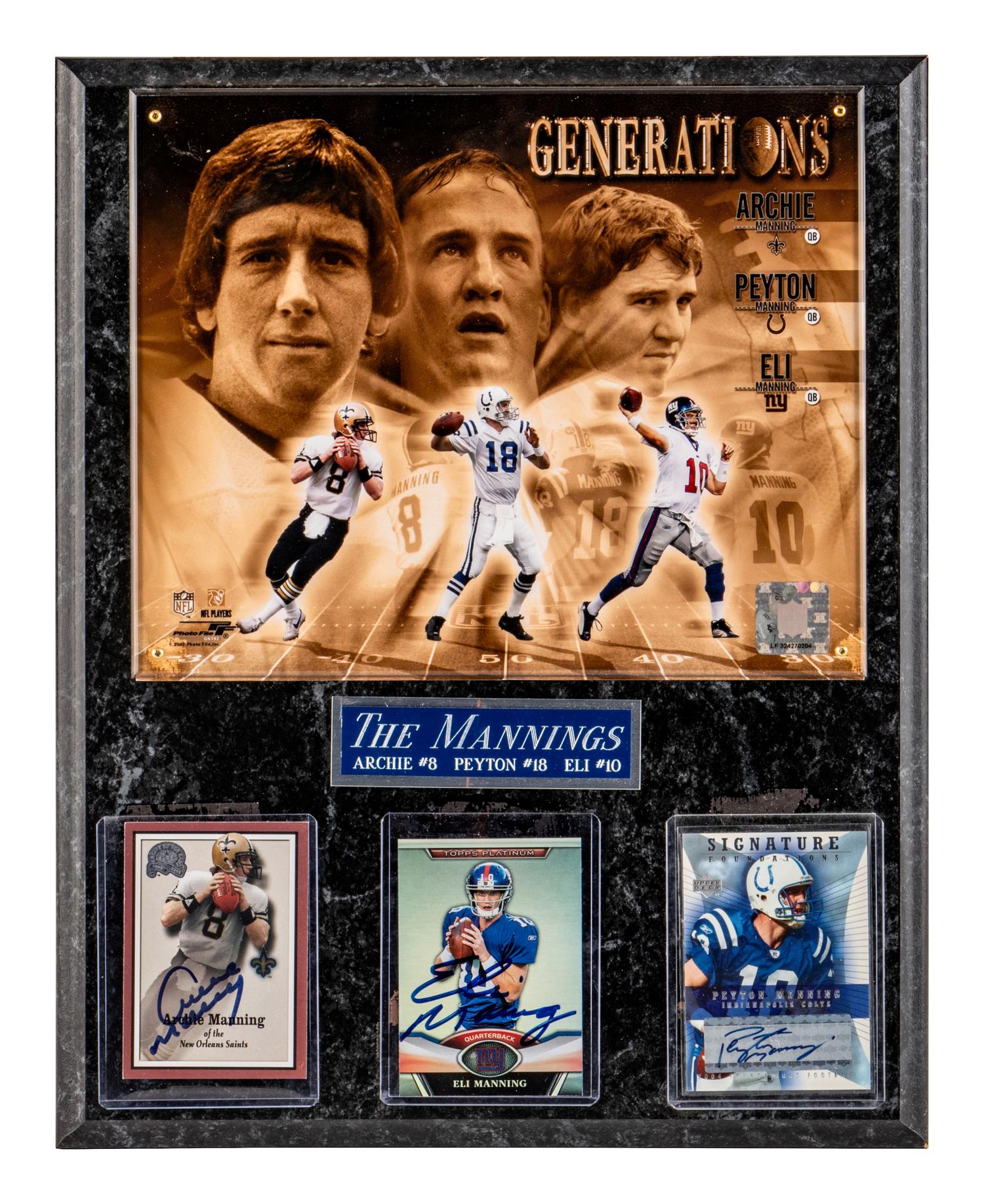 A Group of Manning Family Signed Autograph Football Cards
