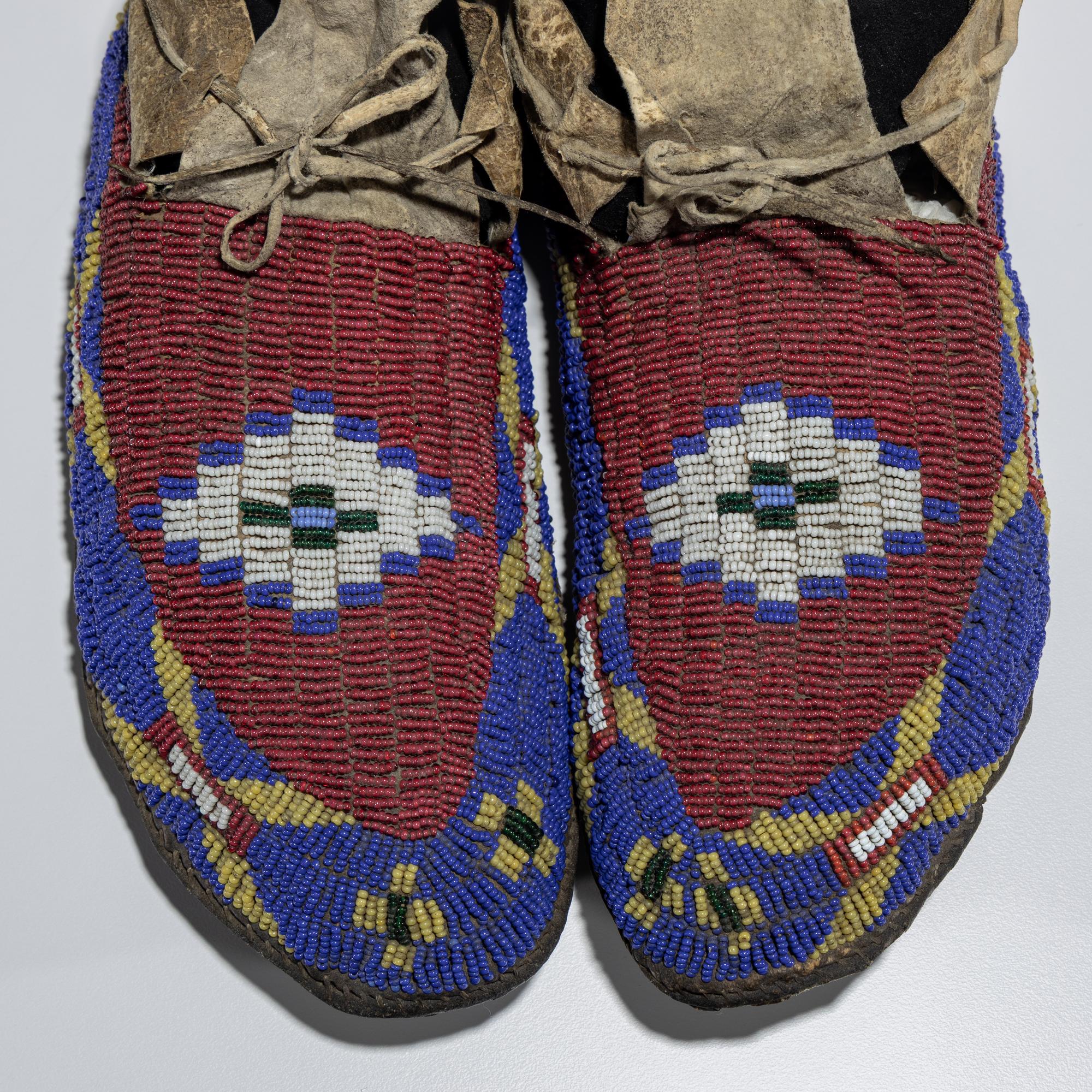Sioux Beaded Buffalo Hide Moccasins