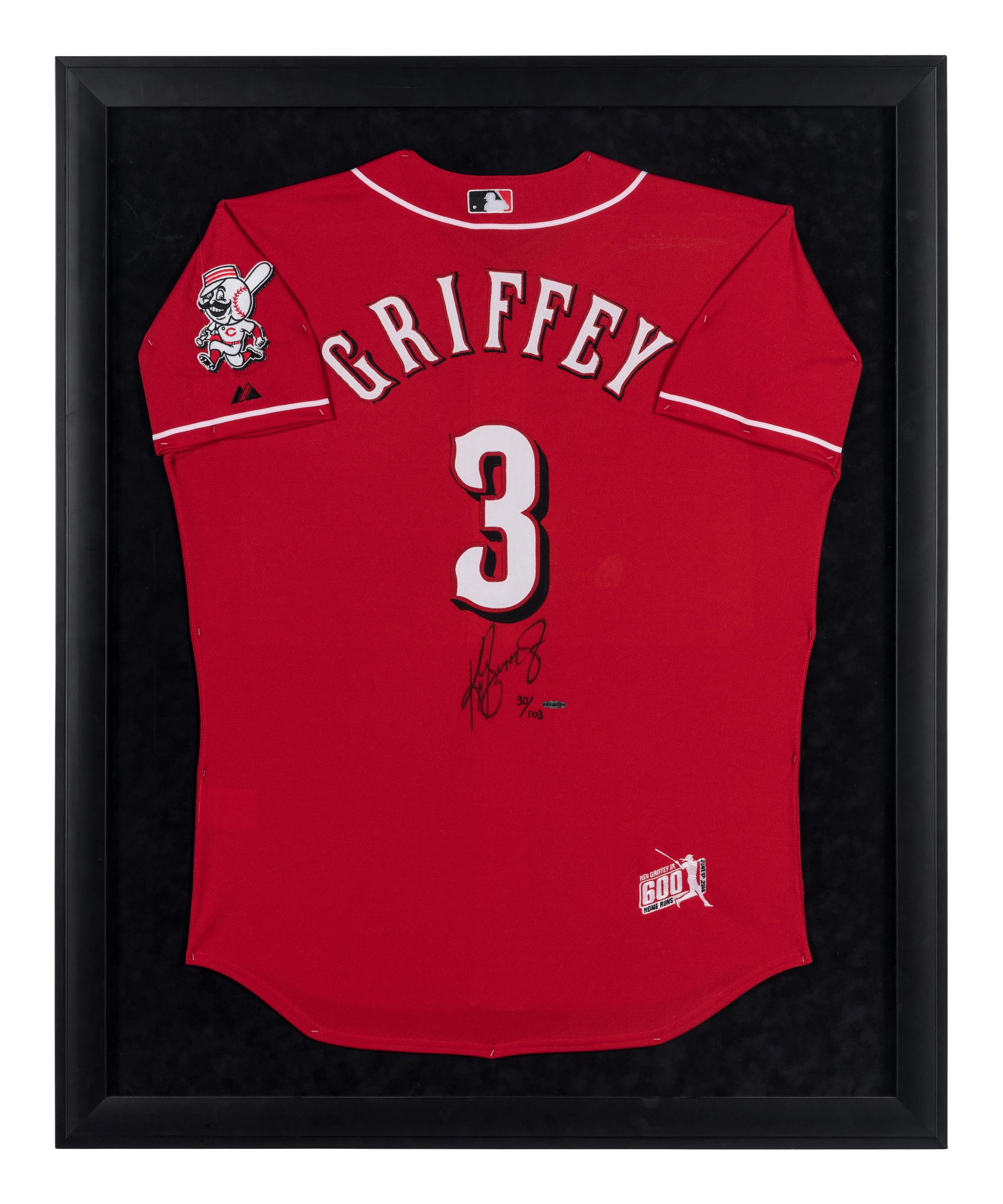 A Ken Griffey Jr. Signed Autograph 600 Home Run Cincinnati Reds Jersey Display (Upper Deck Authenticated),