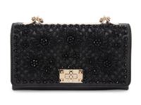 VALENTINO, EMBELLISHED BLACK FLAP BAG