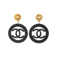 Chanel Faux Pearl & Oversized Logo Ear Clips
