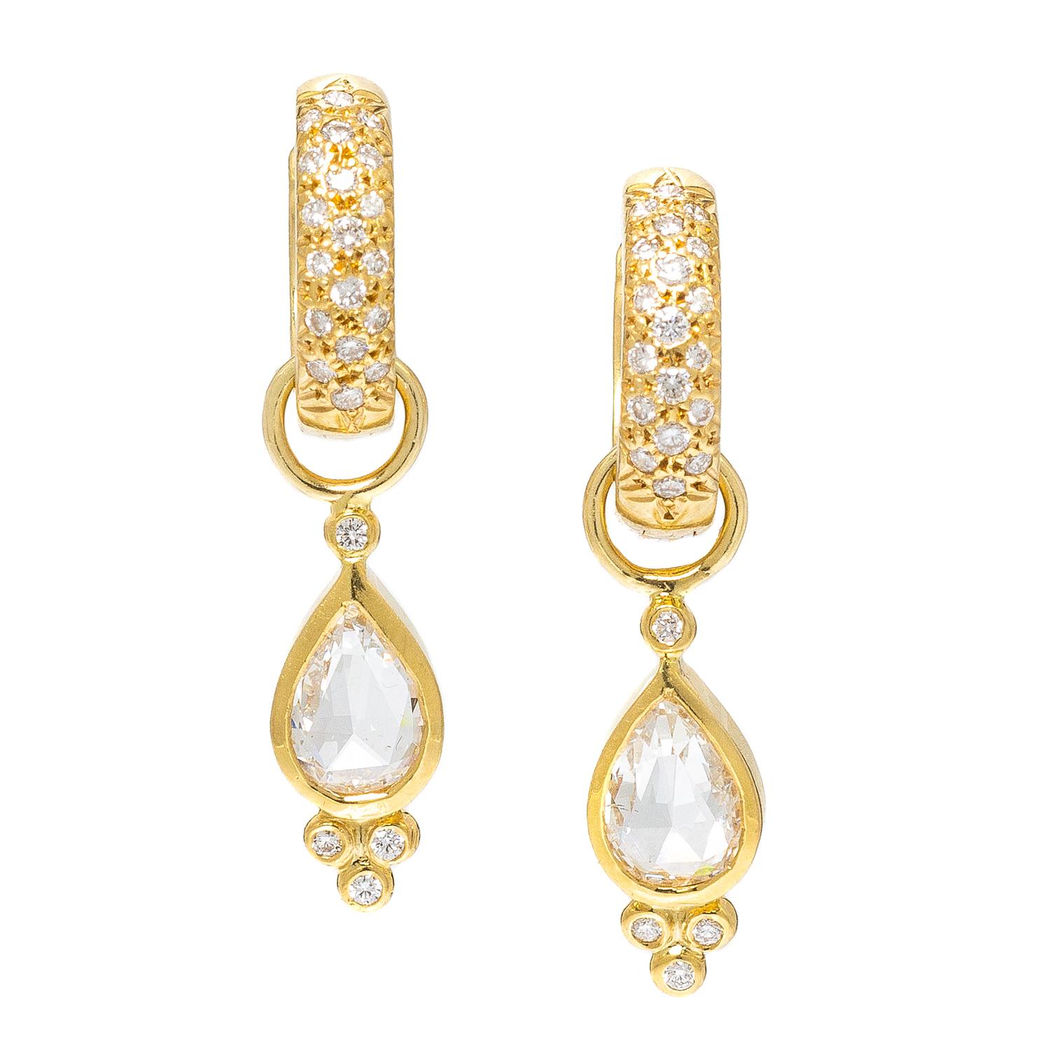 A Pair of Yellow Gold and Diamond Earrings, 2.95 dwts.