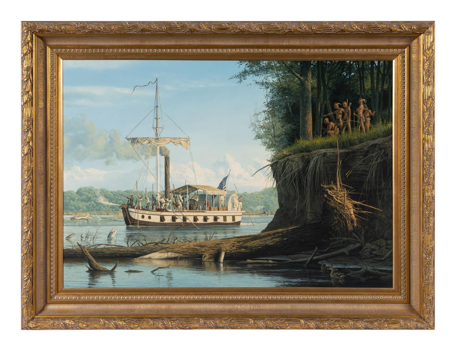 The Western Engineer Ascending the Missouri River , 1992 (together with a pencil sketch for the painting)