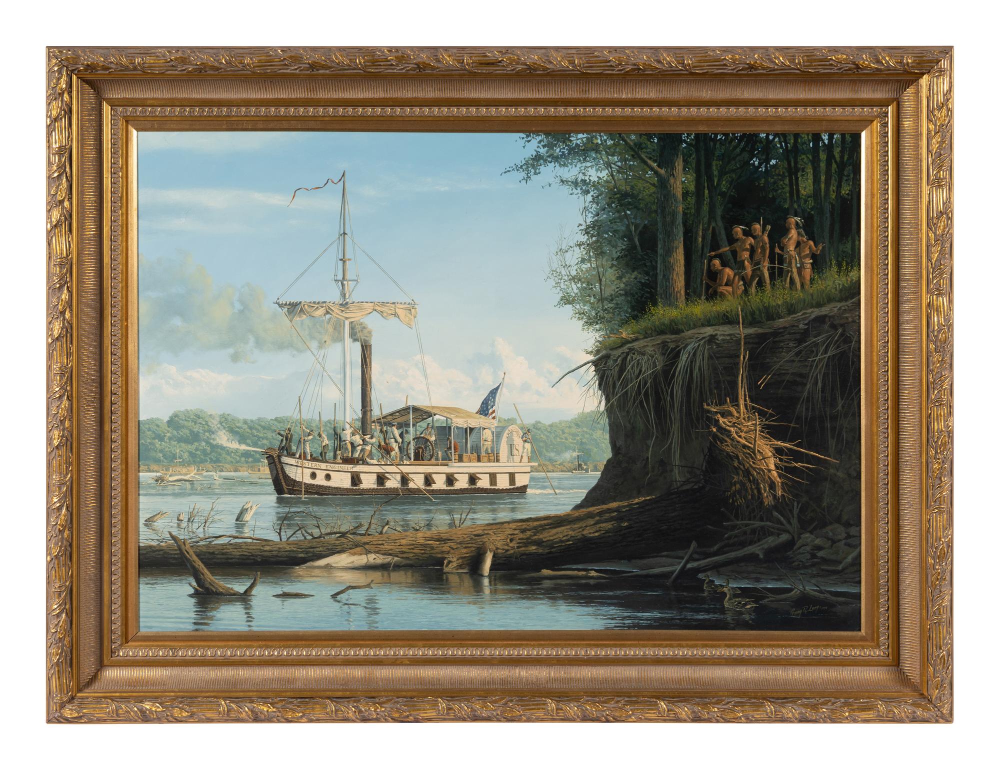 The Western Engineer Ascending the Missouri River , 1992 (together with a pencil sketch for the painting)