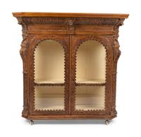 An Anglo-Indian Carved Wood Display Cabinet — 20TH CENTURY