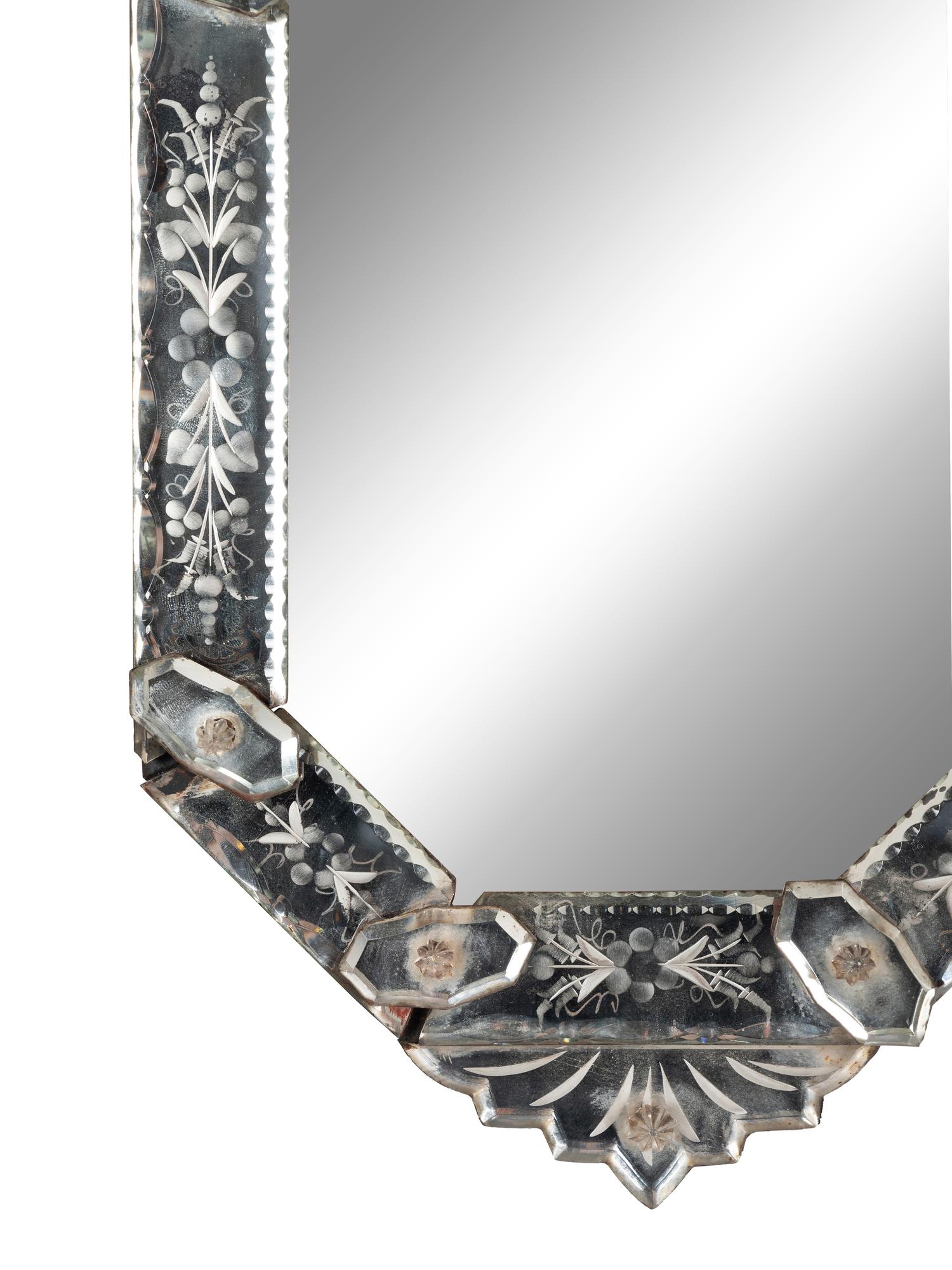 A Venetian Etched Glass Mirror