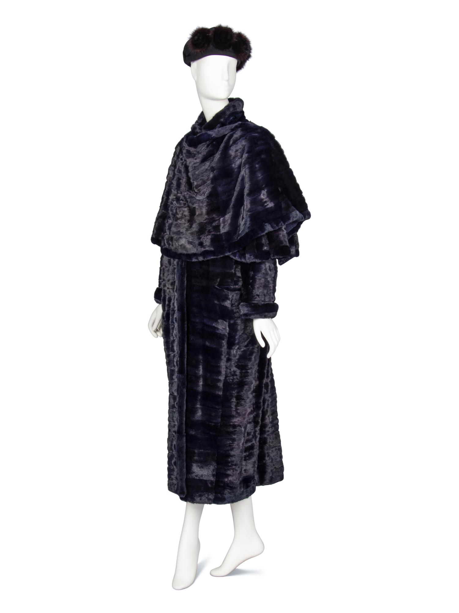 J. Mendel, Navy Ermine Fur Coat & Headband