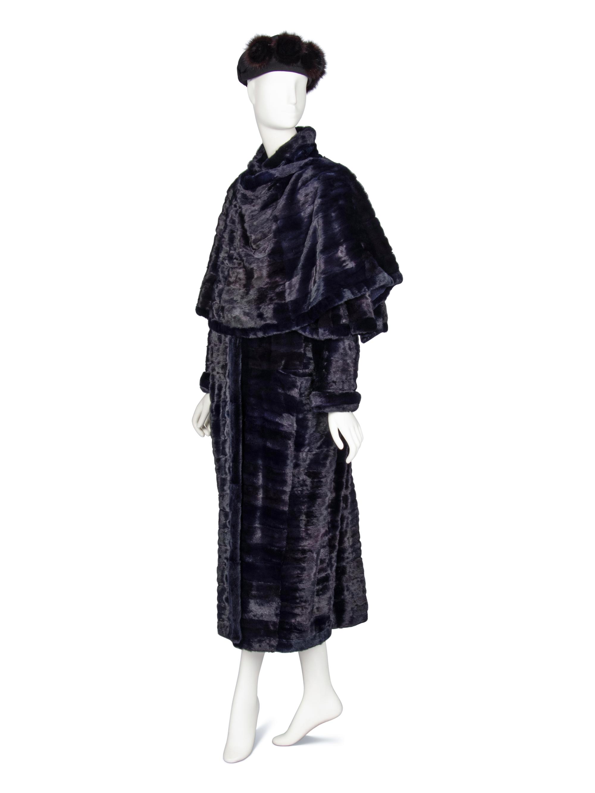 J. Mendel, Navy Ermine Fur Coat & Headband