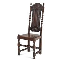 A Matched Pair of Charles II Carved Oak Side Chairs