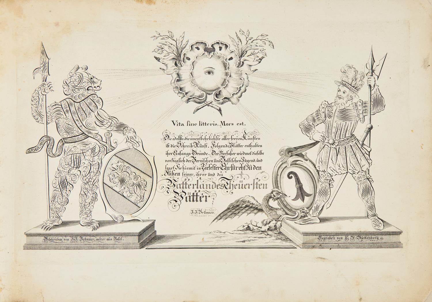 [Calligraphy] Brunner, Johann Jacob. Vorschrift zu nützlicher Nachahmung und einer fleissigen Übung zu Gutem