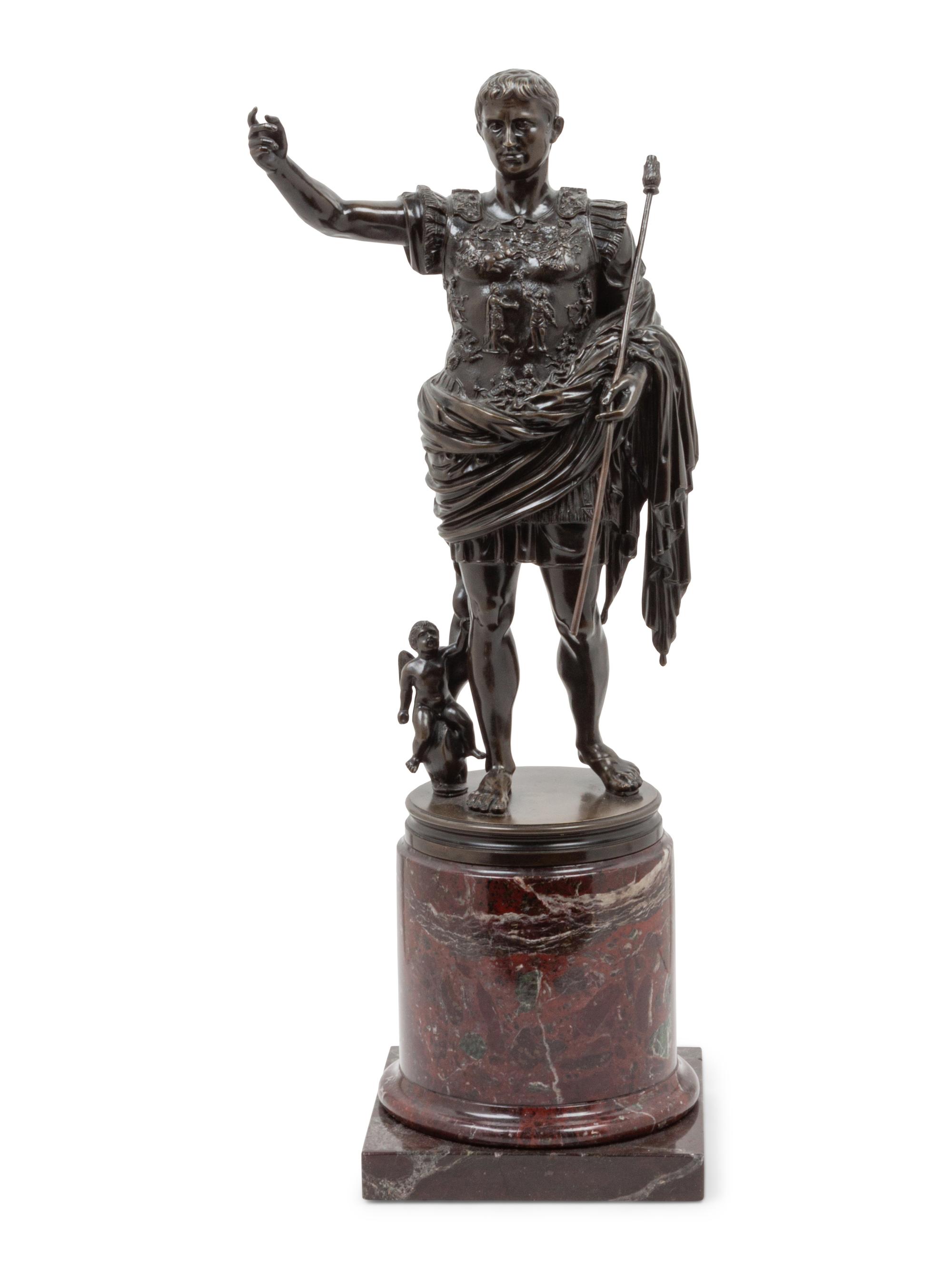 A Continental Bronze Figure Augustus of Prima Porta