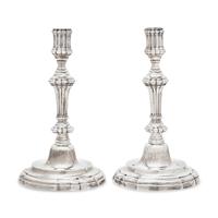 A Pair of Spanish Silver Candlesticks