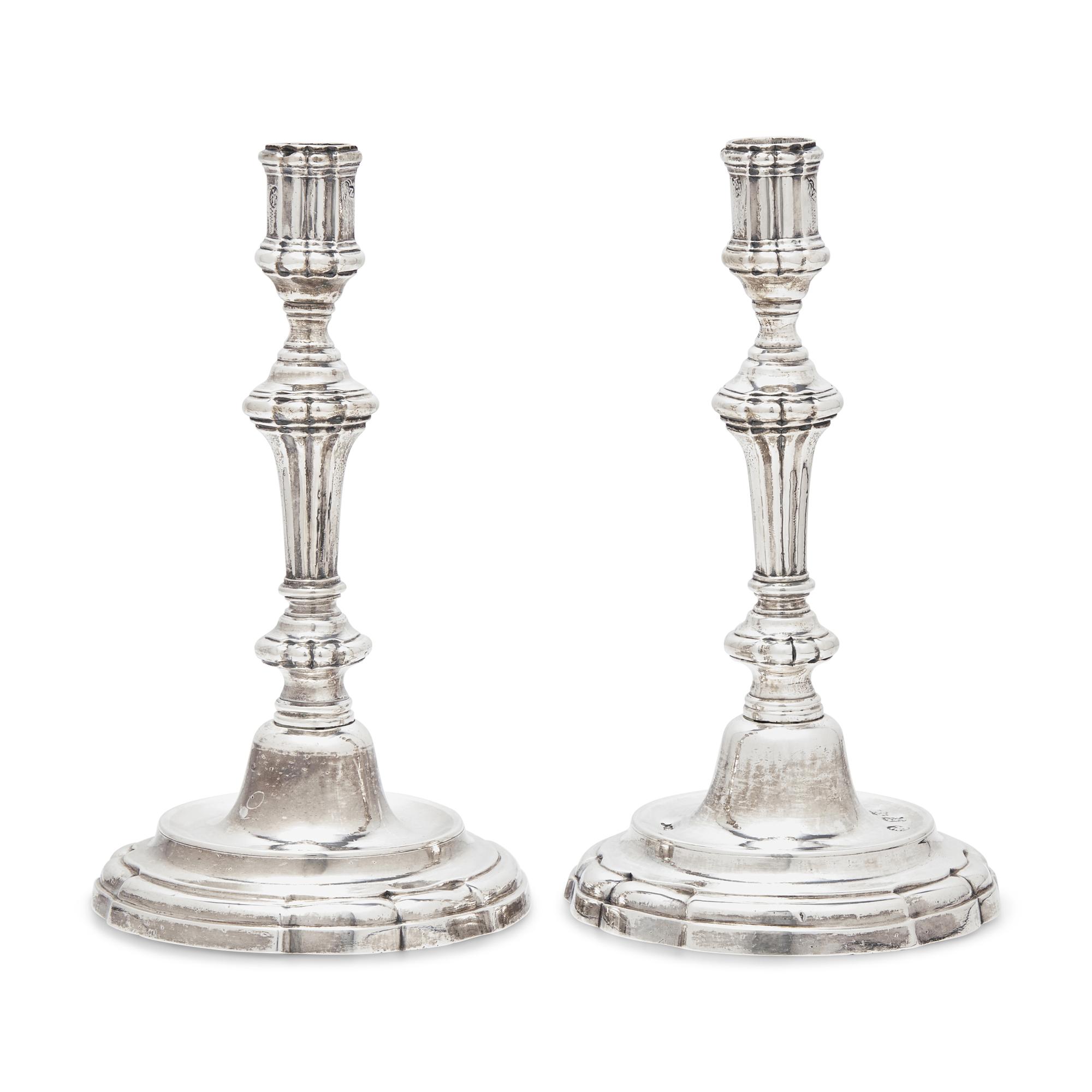 A Pair of Spanish Silver Candlesticks