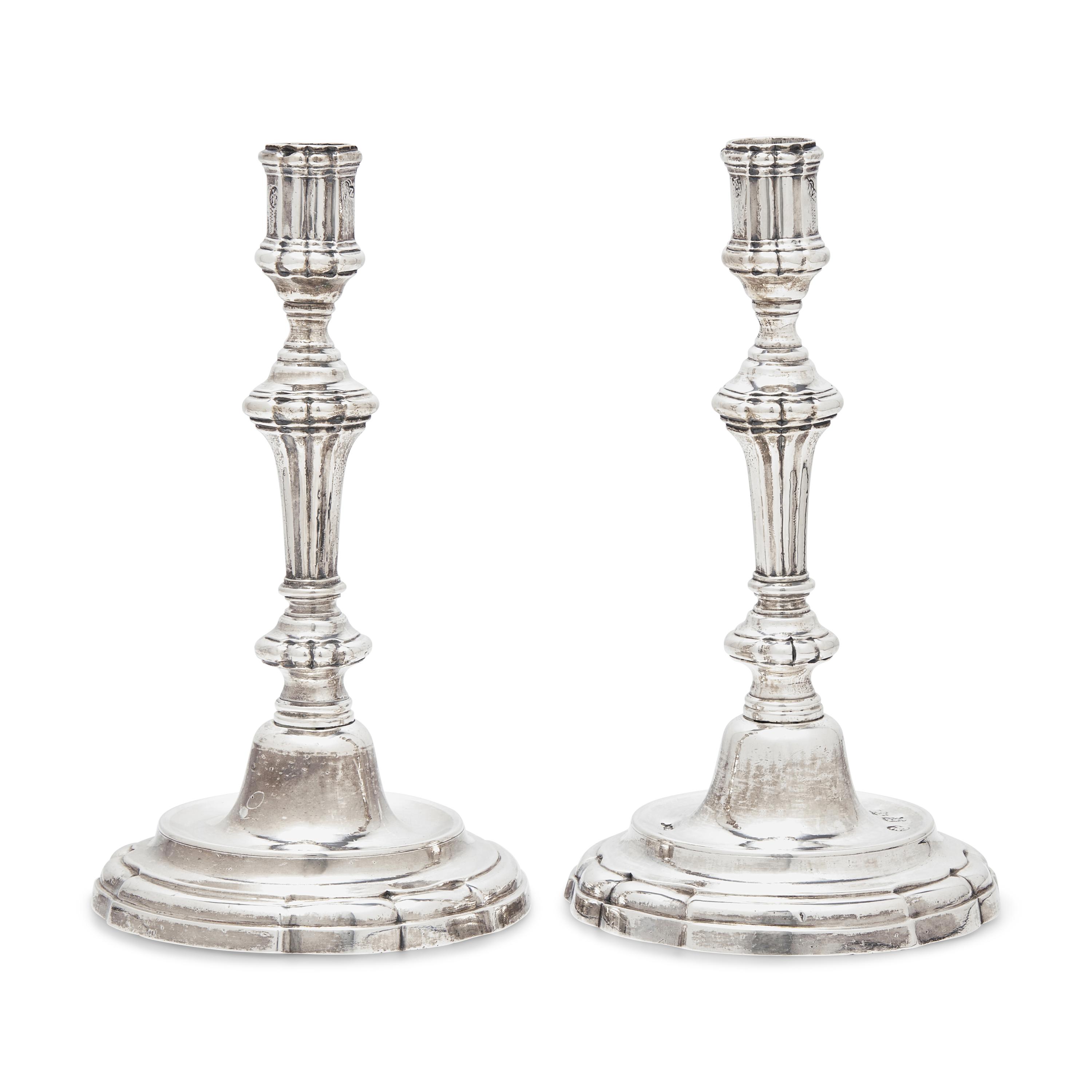 A Pair of Spanish Silver Candlesticks