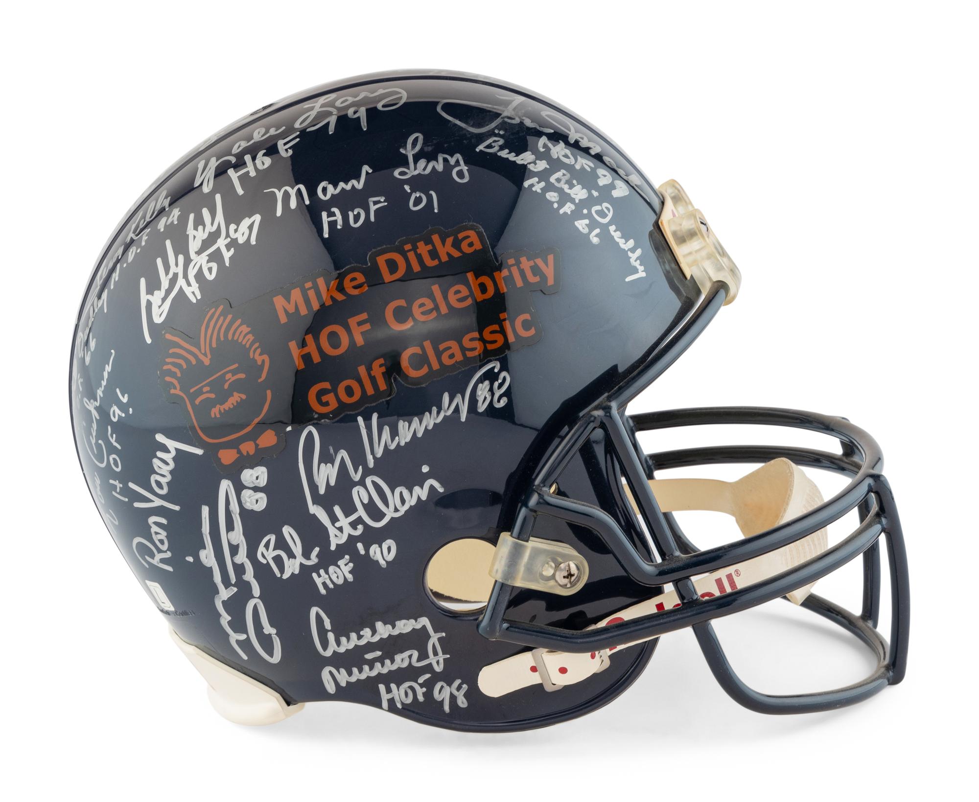 A Mike Ditka HOF Celebrity Golf Classic Multi Signed Autograph Football Helmet from The Collection of Mike Ditka