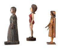 Three Carved and Painted Wooden Figures
