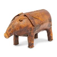 An Omersa Leather Pig-Form Ottoman