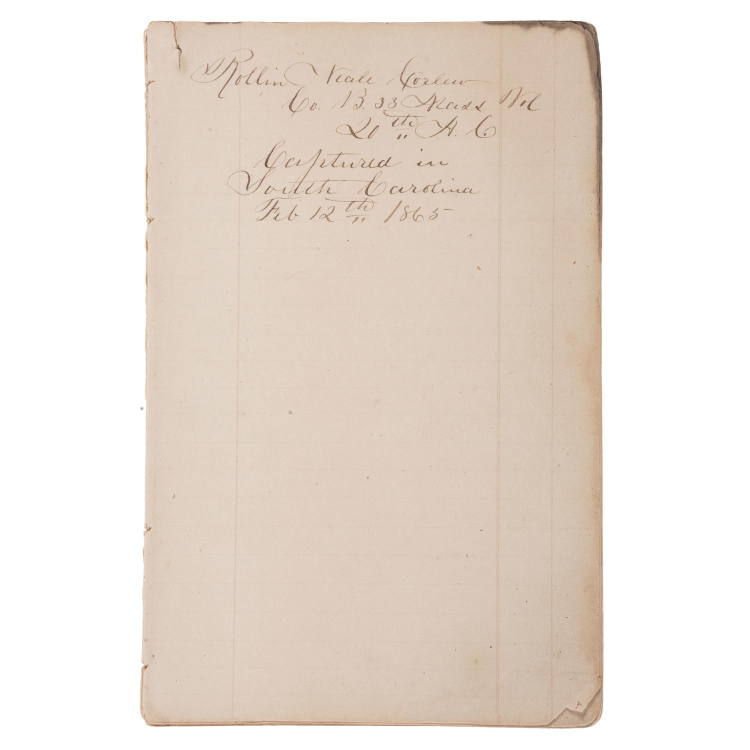 Rollin Neale Corlew, 33rd Massachusetts Volunteers, 1865 Diary, Captured in South Carolina