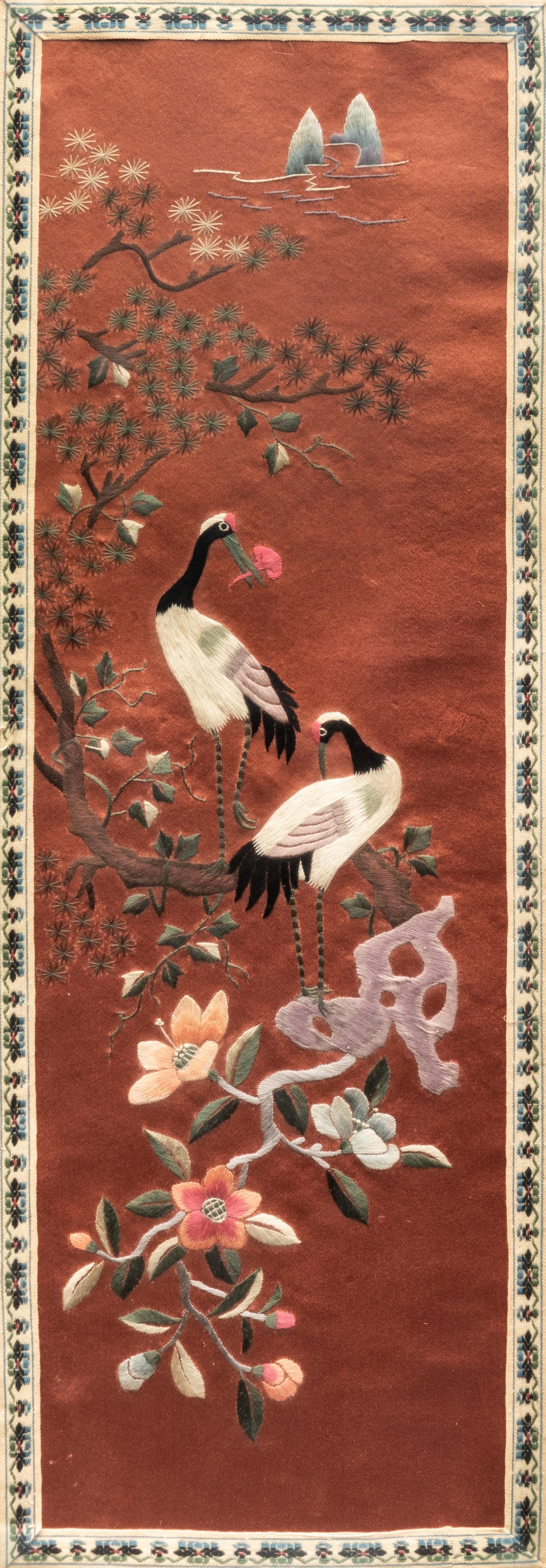 Six Chinese Embroidered Silk Panels