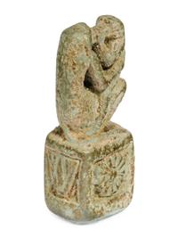 An Egyptian Faience of Kissing Baboons Amulet