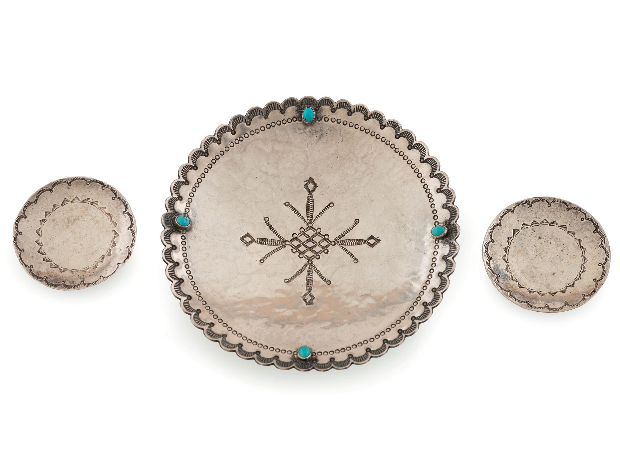 Navajo Stamped Silver Dishes