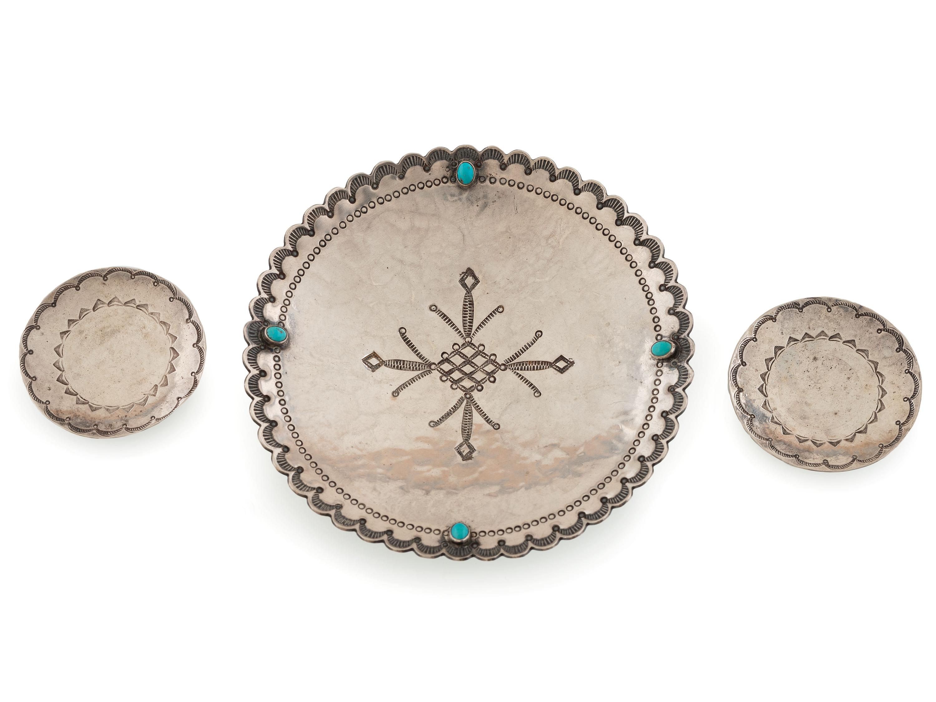 Navajo Stamped Silver Dishes