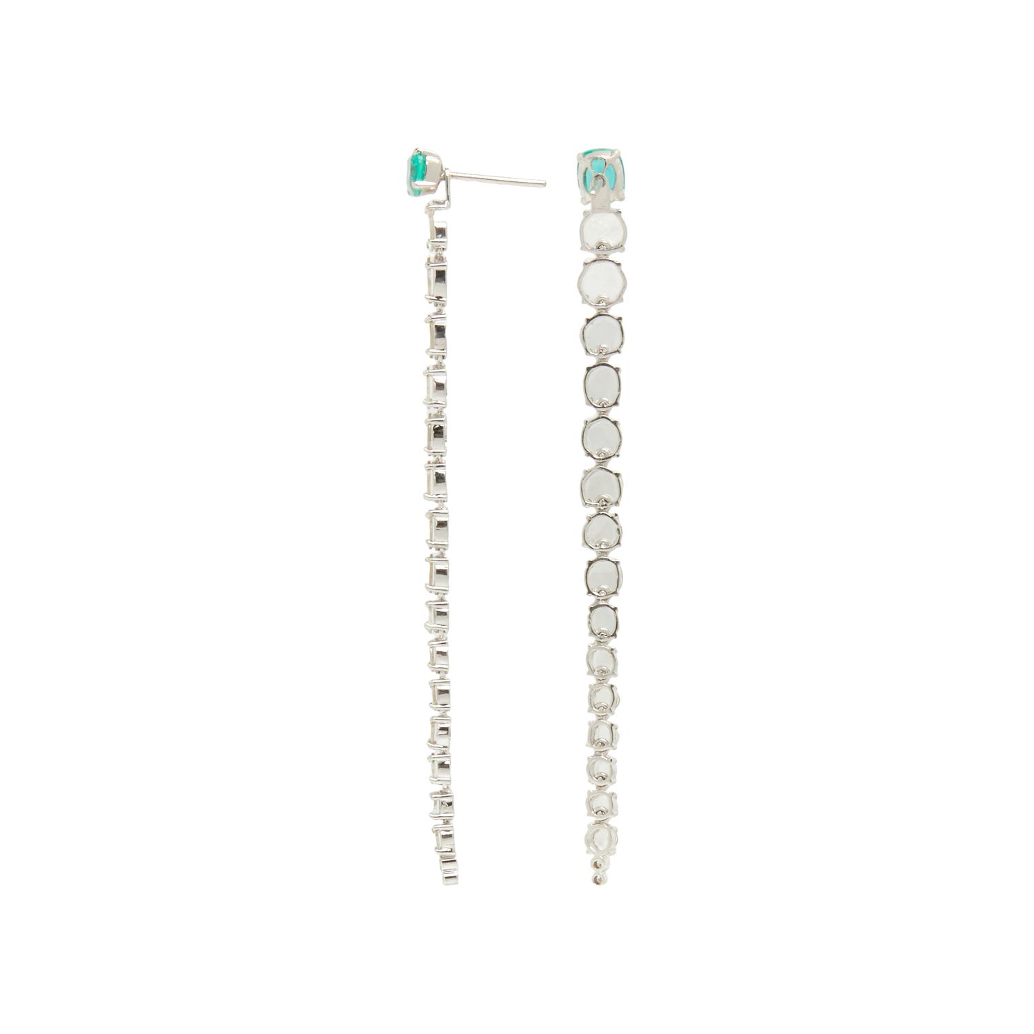 WHITE GOLD, EMERALD, AND DIAMOND EARRINGS