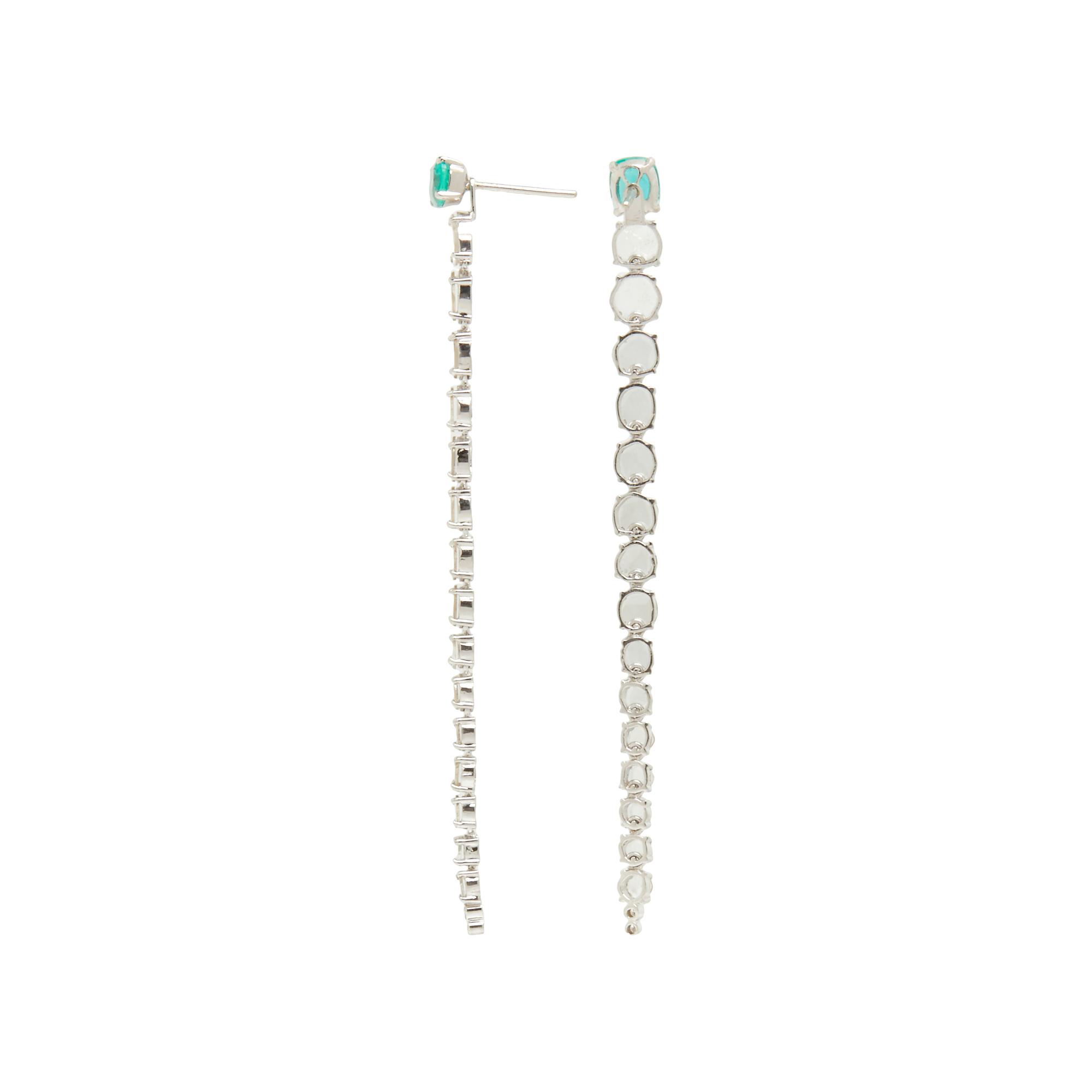 WHITE GOLD, EMERALD, AND DIAMOND EARRINGS