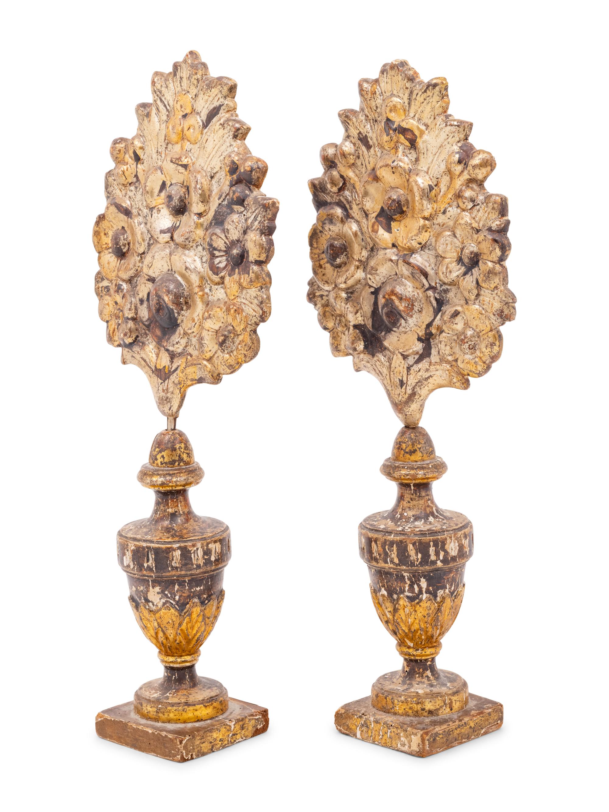 A Pair of Italian Giltwood Altar Decorations