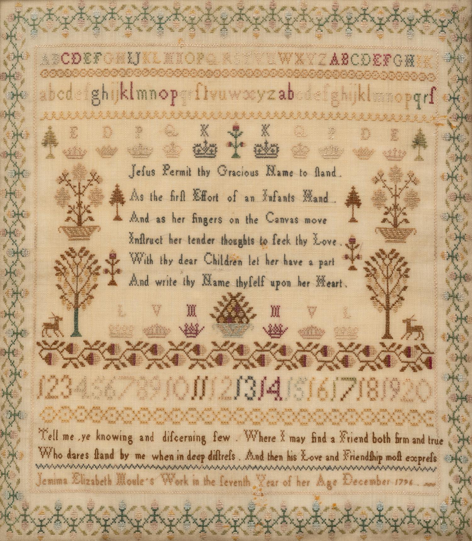 An English Needlepoint Embroidered Schoolgirl’s Sampler