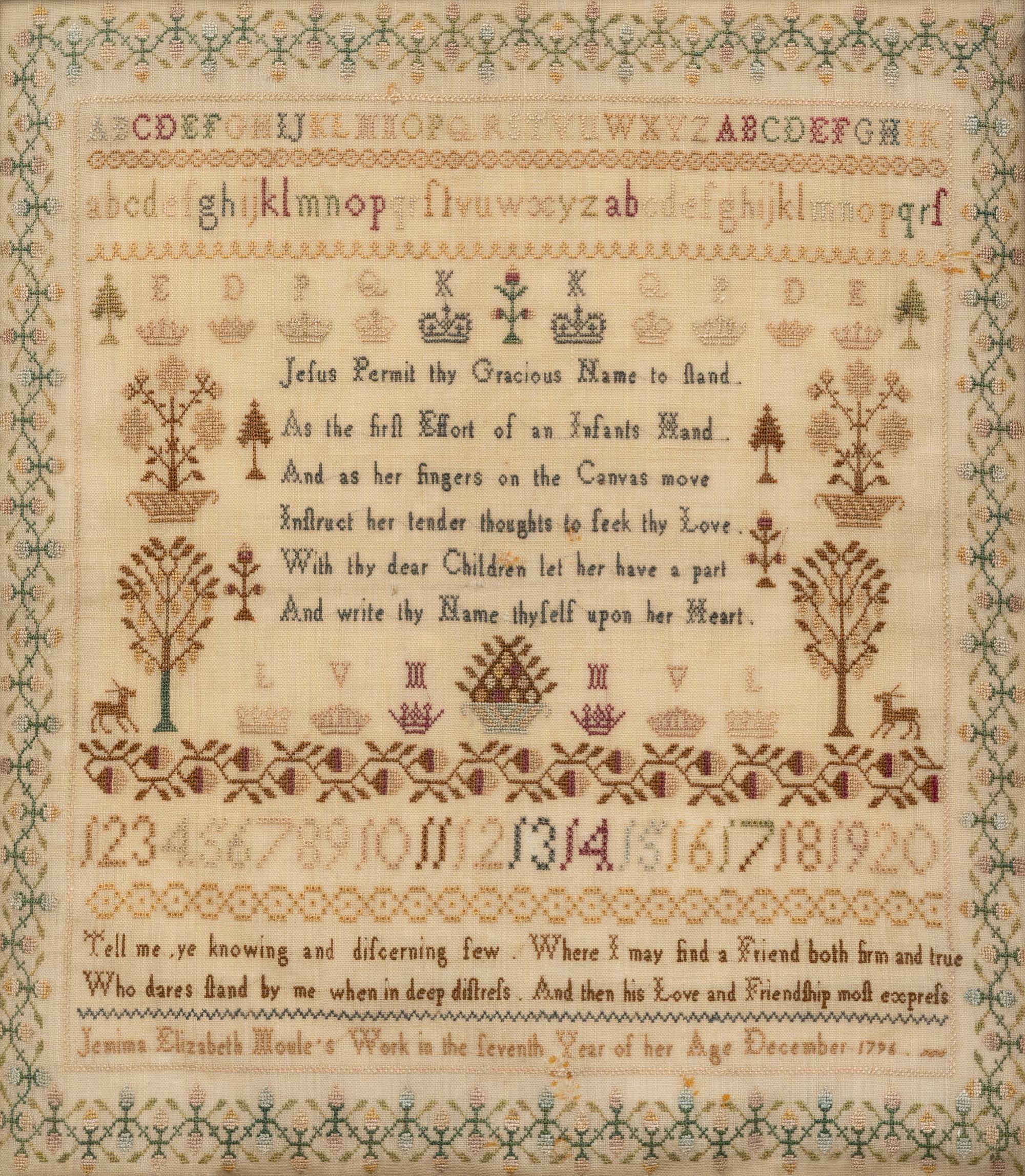 An English Needlepoint Embroidered Schoolgirl’s Sampler