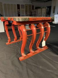 A pair of Japanese lacquered stirrups and a Negoro-style red-lacquered stand 日本漆器马扎及马镫一对 Edo to Meiji period ?????