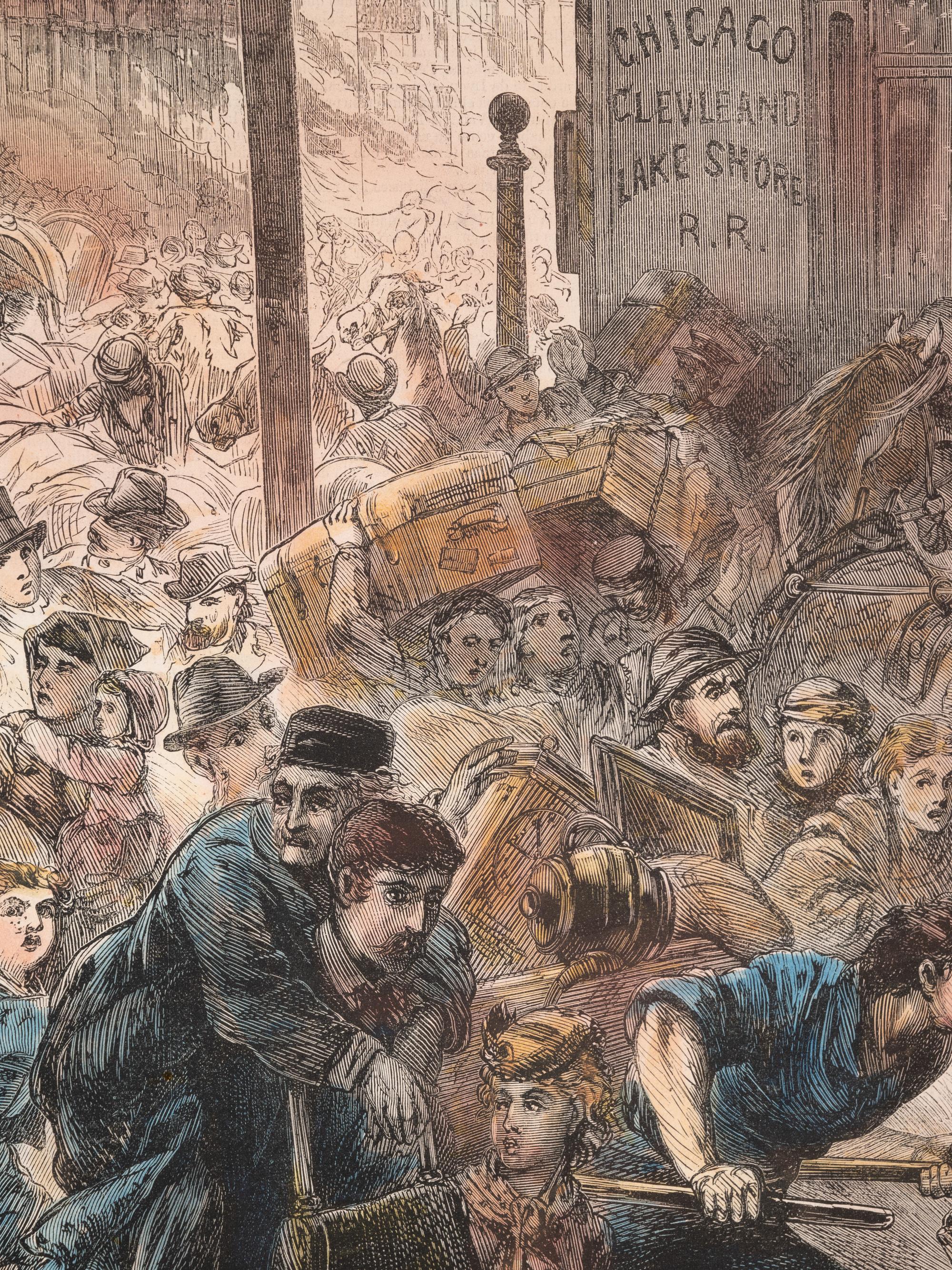 Terror de la Poblacion de Chicago Durante el Incendio. New York: Harper's Weekly, N.d.