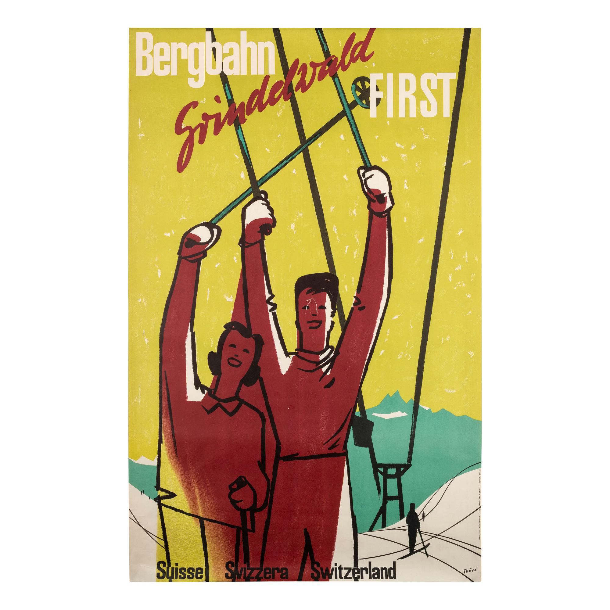 [TRAVEL POSTERS]. A group of 2 posters promoting winter sports in Switzerland, comprising: