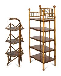Two English Aesthetic Bamboo Etageres