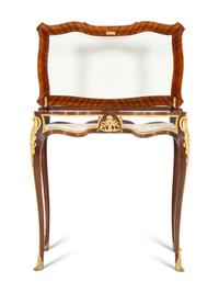 A Louis XV Style Gilt Bronze Mounted Mahogany Vitrine Table