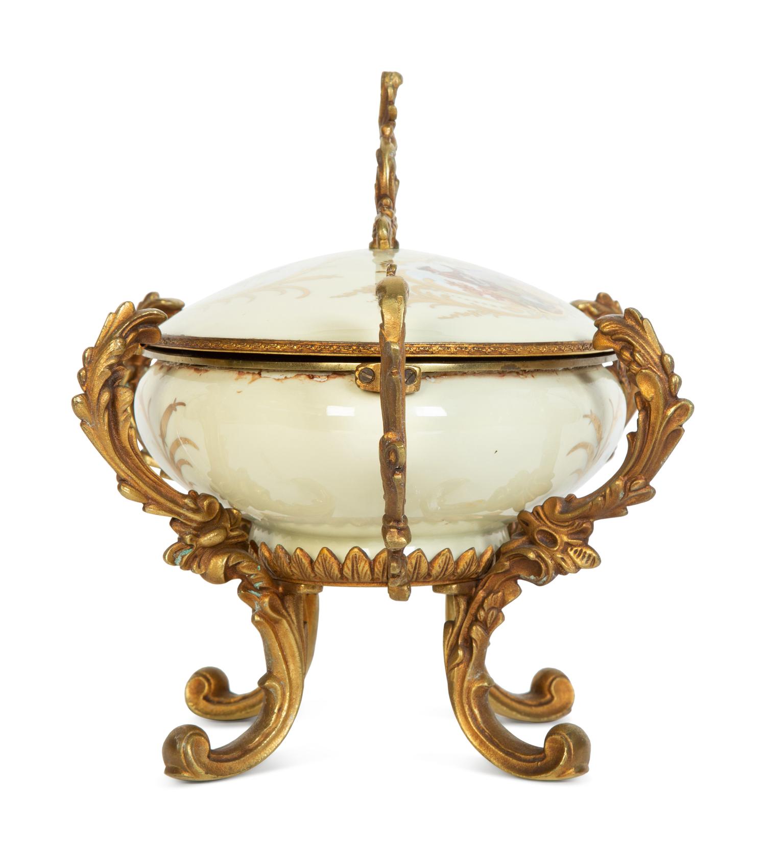 A Gilt Metal Mounted Sèvres Style Porcelain Table Casket