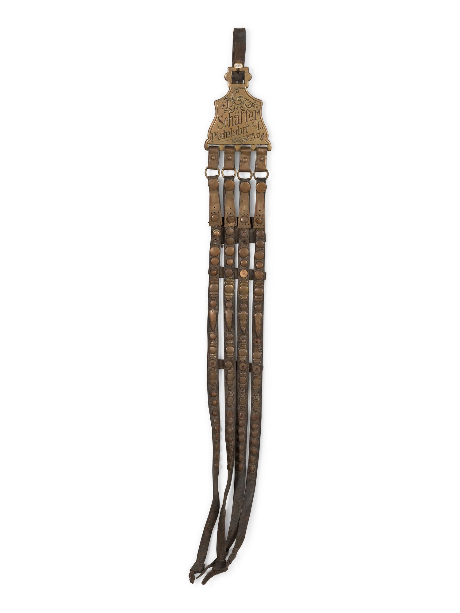 A German Leather and Engraved Brass Horse Harness